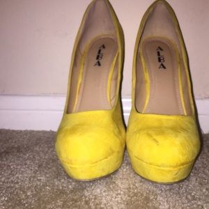 Georgia Yellow Platform Suede Stilettos